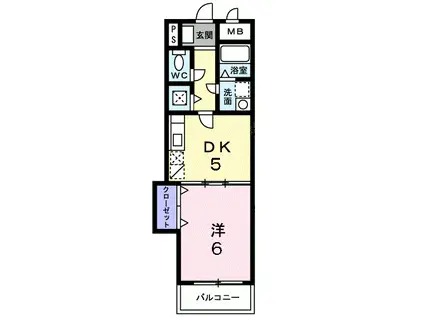 CASA GIALLA(1DK/4階)の間取り写真