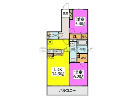 DEUX MILLE 21(2LDK/5階)の間取り写真