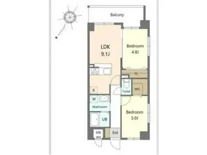 ALIVIS諸岡(2LDK/8階)の間取り写真