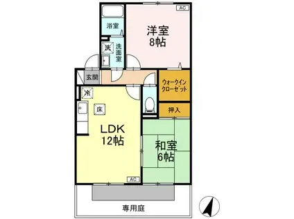 ハイカムールリヴェールⅡ(2LDK/1階)の間取り写真