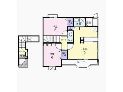 ドルチェⅡ A(2LDK/2階)の間取り写真