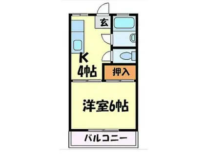 船津ハイム(1K/1階)の間取り写真