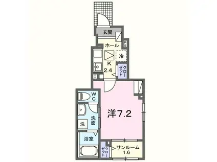 カーサ ラ ルーチェ2(1K/1階)の間取り写真