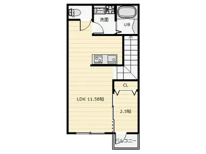 LEAF TERRACE TAKAGI(1LDK/2階)の間取り写真