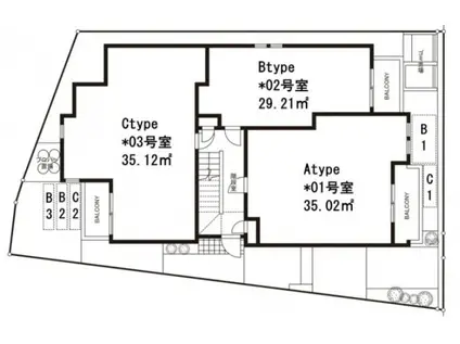 CHERIM竹下イースト(1LDK/1階)の間取り写真