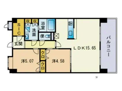 LASANTE大橋リバーサイドテラス(2LDK/10階)の間取り写真