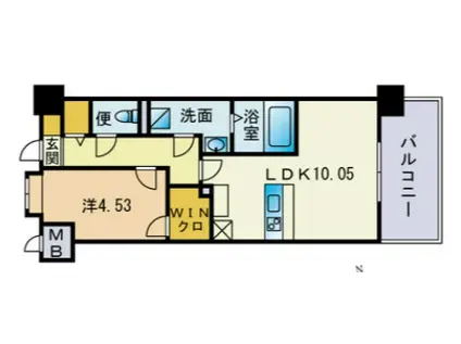 LASANTE大橋リバーサイドテラス(1LDK/55階)の間取り写真