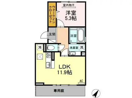 D-ROOM白木原(1LDK/1階)の間取り写真