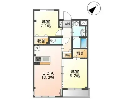 コンフォルト春日西Ⅱ(2LDK/1階)の間取り写真