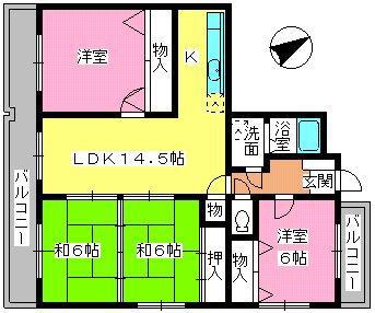 ファミール野間(4LDK/7階)の間取り写真