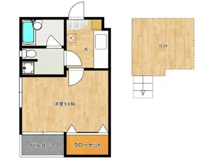 ベネフィスタウン井尻Ⅴ(1K/2階)の間取り写真