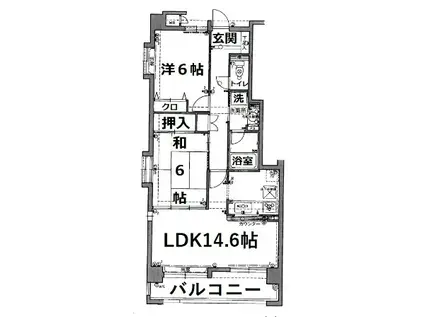 チサンマンション南福岡参番館(3LDK/2階)の間取り写真