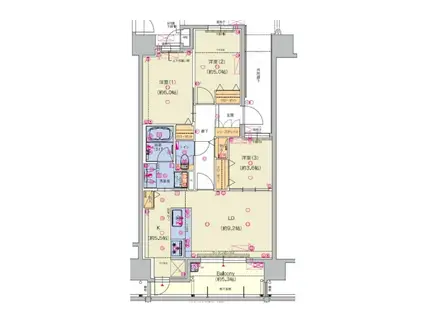 エイリックスタイル那珂川(3LDK/3階)の間取り写真