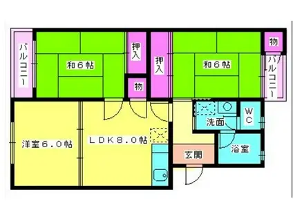 西鉄天神大牟田線 井尻駅 徒歩12分 4階建 築41年(3LDK/1階)の間取り写真