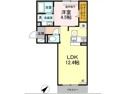 Kスタイル清水(1LDK/1階)の間取り写真