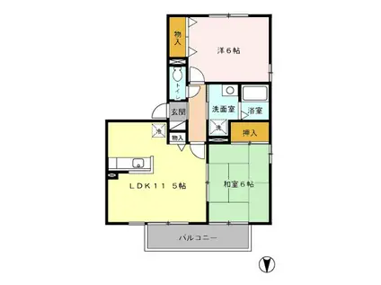 セジュールフォーレB(2LDK/2階)の間取り写真