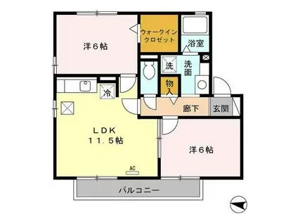 パークハイム皿山 A(2LDK/1階)の間取り写真