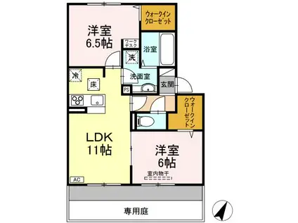 プレシボヌール弥永(2LDK/1階)の間取り写真