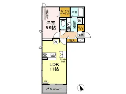 第3アヴェニュー(1LDK/3階)の間取り写真