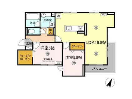 SIX REVES(2LDK/3階)の間取り写真