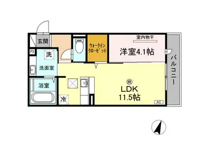 D-ROOM瓦田(1LDK/1階)の間取り写真