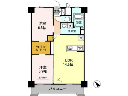 大神第3ビル(2LDK/4階)の間取り写真