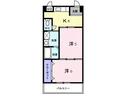 サンライト村上(2K/4階)の間取り写真