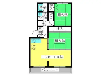 レジデンス宮原(2LDK/2階)の間取り写真