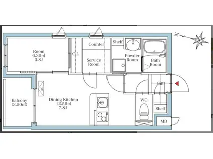 リアンレガーロ井尻駅前弐番館(1LDK/2階)の間取り写真