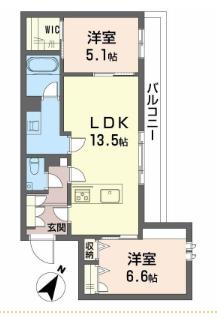 シャーメゾン高宮通(2LDK/2階)の間取り写真
