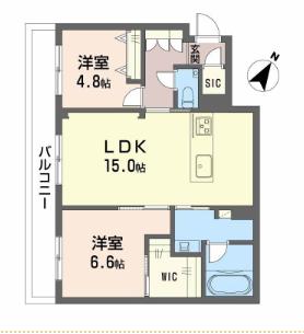 シャーメゾン高宮通(2LDK/2階)の間取り写真