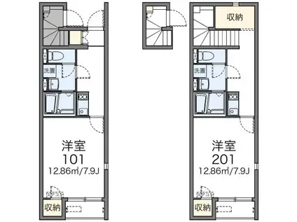 レオネクストプランドール博多南(1K/2階)の間取り写真