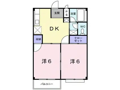 カーサ壱番館(2DK/2階)の間取り写真