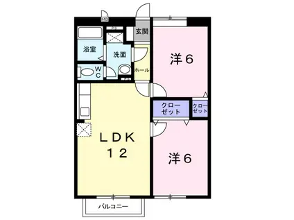 ボヌール大城(2LDK/2階)の間取り写真