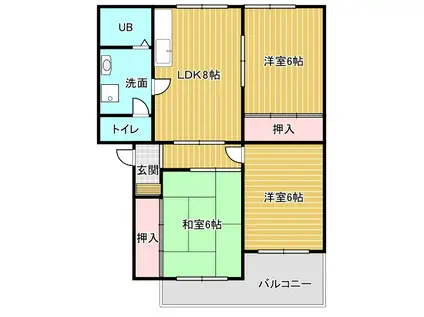 石川ビル(3LDK/4階)の間取り写真