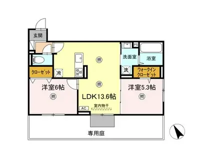 D-ROOM平田台4丁目(2LDK/1階)の間取り写真