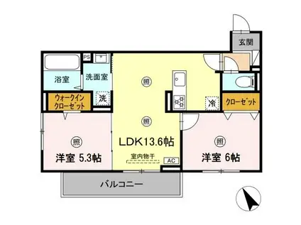 D-ROOM平田台4丁目(2LDK/2階)の間取り写真