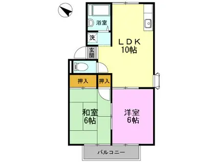 プレジール下大利(2LDK/2階)の間取り写真