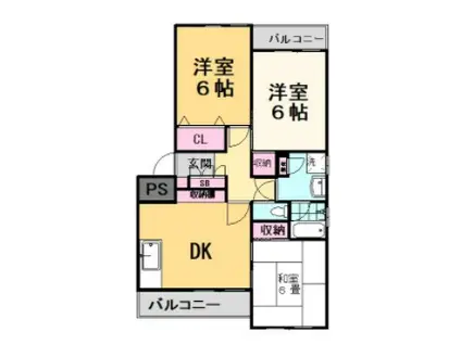西鉄天神大牟田線 井尻駅 徒歩10分 4階建 築42年(3DK/3階)の間取り写真