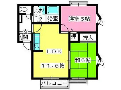 ティアラMERRY(2LDK/2階)の間取り写真
