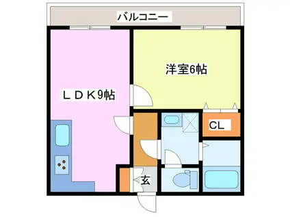 鹿児島本線 南福岡駅 徒歩15分 3階建 築49年(1LDK/1階)の間取り写真