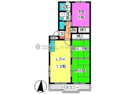 博多南線 博多南駅 徒歩15分 4階建 築37年(3LDK/1階)の間取り写真