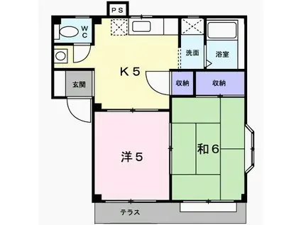 ハイライズ雪竹(2K/1階)の間取り写真