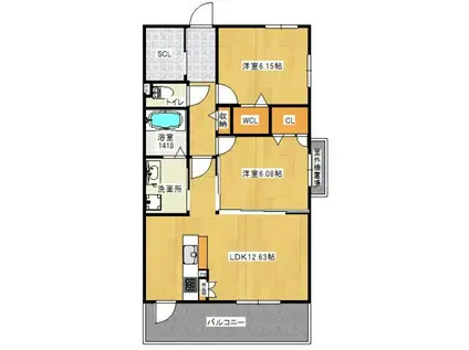 ブリス野多目(2LDK/2階)の間取り写真