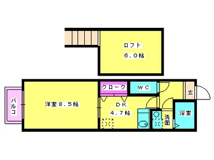 レジデンシアレガーロ(1DK/1階)の間取り写真