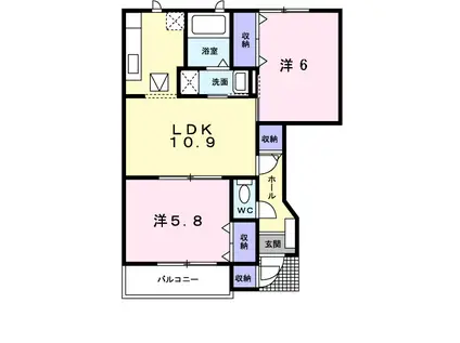 ジャスミンSOURI(2LDK/1階)の間取り写真