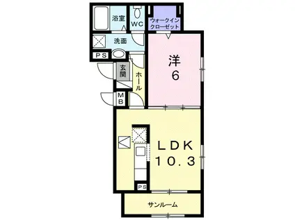 ボヌール エトワール(1LDK/1階)の間取り写真