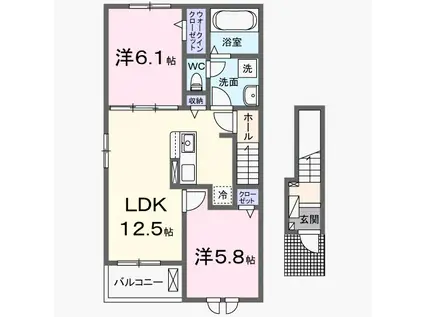 平田台アネックス(2LDK/2階)の間取り写真