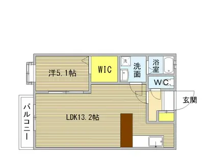 TYシャトレー(1LDK/1階)の間取り写真