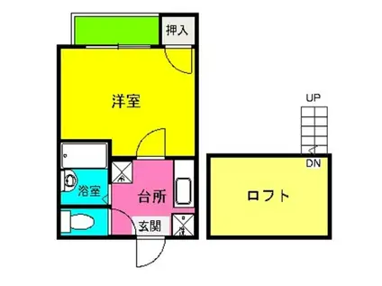 ピカード竹下(1SK/2階)の間取り写真